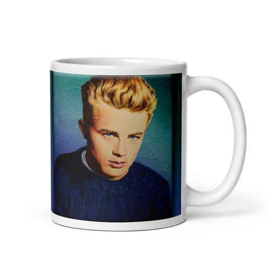 James Dean White glossy mug